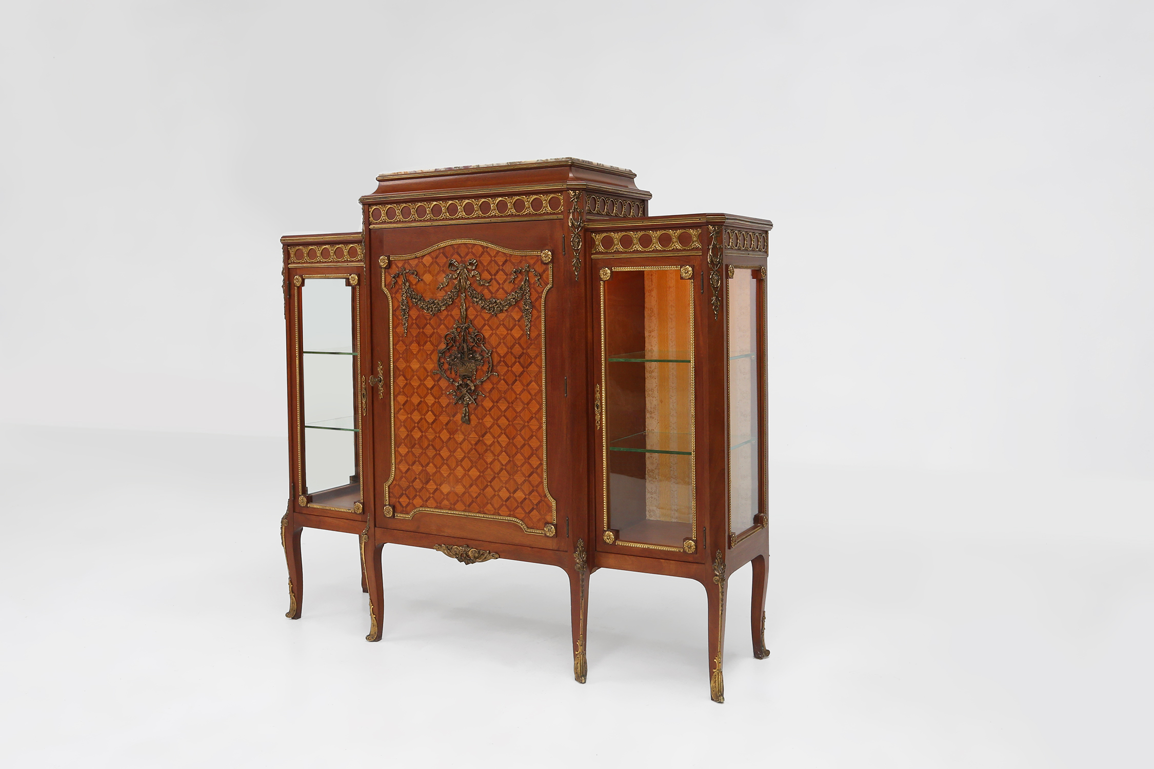 Rare Louis XVI display cabinet in marquetry with light, France ca. 1850thumbnail